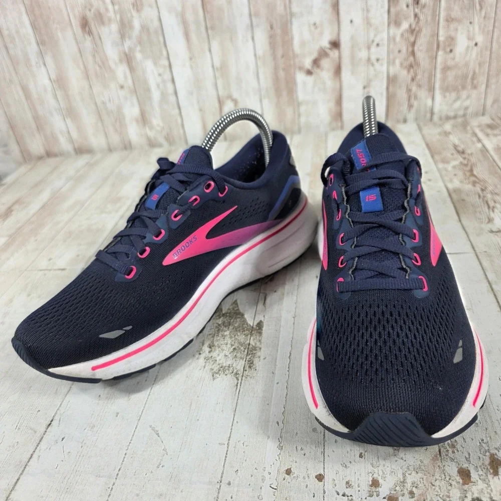 Brooks Ghost 15 Womens Running Shoes Navy Pink Purple 1203801B460 Size 7.5 B